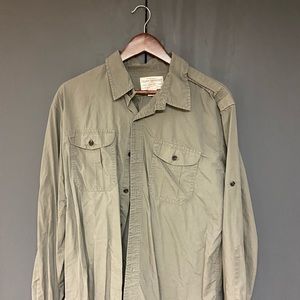 Filson olive green safari shirt. Size large